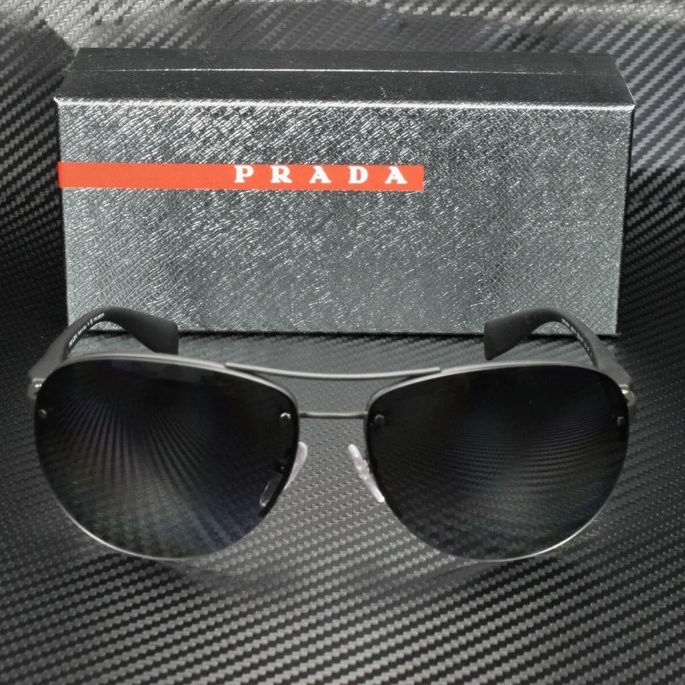 Prada Men's Black and Grey Rubber Sunglasses!